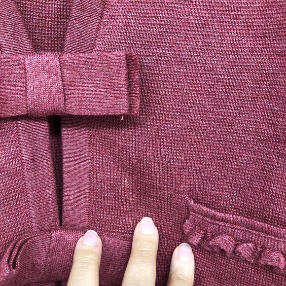 Sandra Angelozzi Berry Pink Coral Bow Blazer Cardigan size ~L - Picture 11 of 15